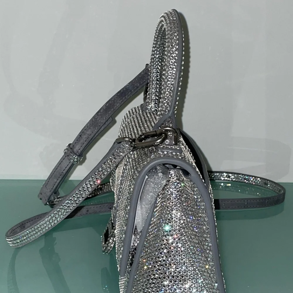 FIRM PRICE. Authentic Balenciega HOURGLASS XS HANDBAG WITH RHINESTONES - Picture 6 of 6